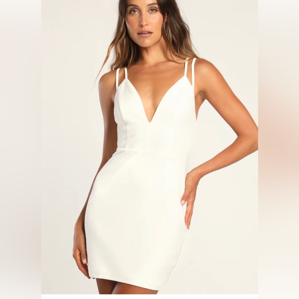 Lulu’s Invitation Only White Strappy Bodycon Mini Dress